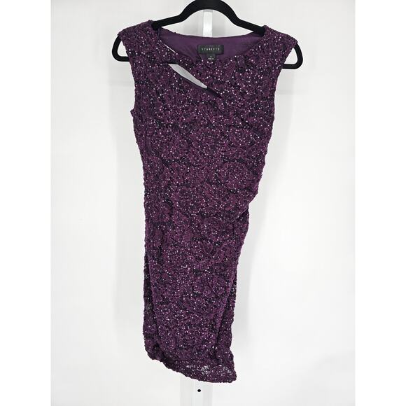Sccarlett Women's Purple Sleeveless Lace Mesh Sequins Formal Dress Size 4 - Picture 1 of 4